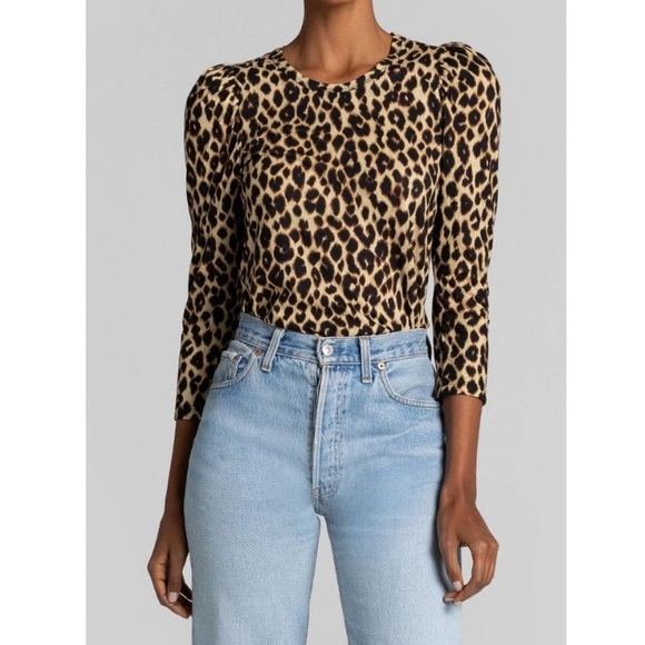 A.L.C. Tops - A.L.C. Karlie Leopard Print Puff-Sleeve Tee Size Medium